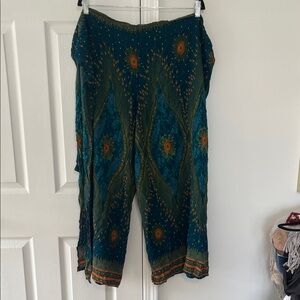 Boho Wrap/tie Teal and Orange Women's Pants